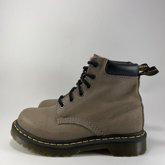 Dr Martens Docs 939 Combat Style Boots Womens Size 5 Tan Brown Leather 6-Eye - Picture 3 of 11